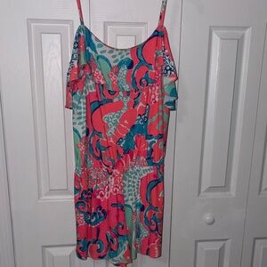 Lilly Pulitzer Pink and Teal Printed Romper size large